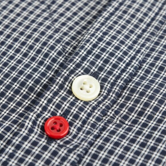 Isaia Napoli Navy Seersucker Dress Shirt | Sz 16.5 (Tailored to 16) - Picture 3 of 4